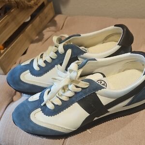 Tory Burch Blue and White Sneakers